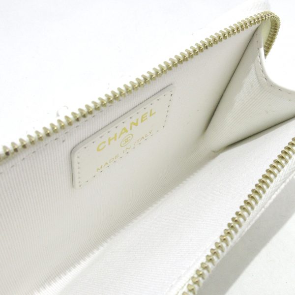 36901651 3 Chanel Classic Card Case L Shaped Zipper Gold Hardware Caviar Skin White