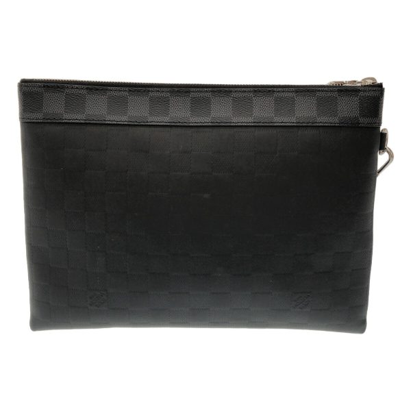 36902659 3 Louis Vuitton Pochette To Go Clutch Bag Damier Leather Noir