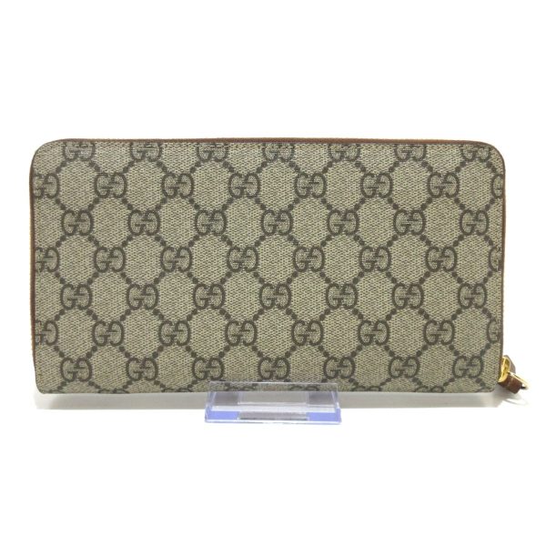 36902677 2 Gucci GG Supreme Long Wallet Round Zipper Beige Brown