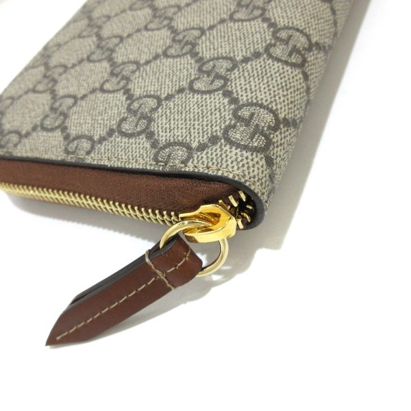 36902677 6 Gucci GG Supreme Long Wallet Round Zipper Beige Brown