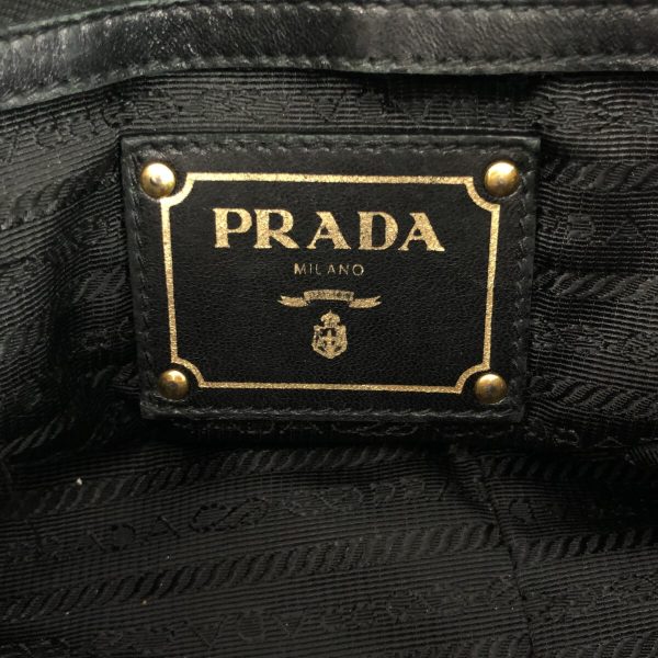 36902683 7 Prada Gathered Handbag Nylon Leather Black