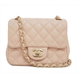 36937 1 CHANEL Chain Shoulder Bag Double Flap Tassel Leather Pink