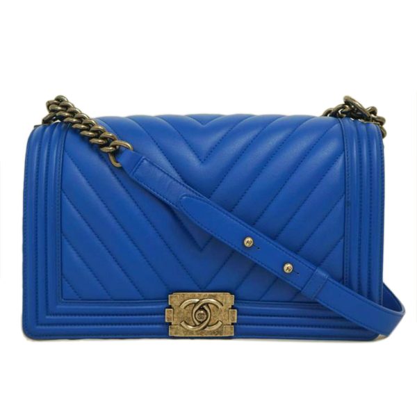 36944 1 CHANEL Boy Chanel Large V Stitch Bag Blue