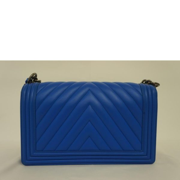 36944 2 CHANEL Boy Chanel Large V Stitch Bag Blue