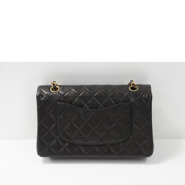 36951 2 CHANEL Vintage Matelasse W Flap Chain Shoulder Bag Black