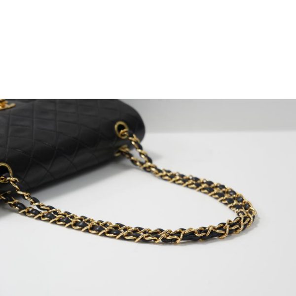 36951 4 CHANEL Vintage Matelasse W Flap Chain Shoulder Bag Black