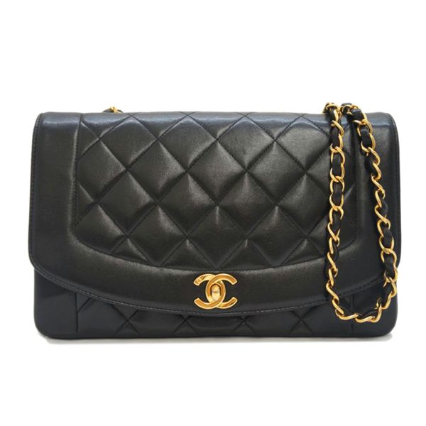 36968 1 CHANEL Vintage Matelasse Diana Flap Lambskin Bag Black