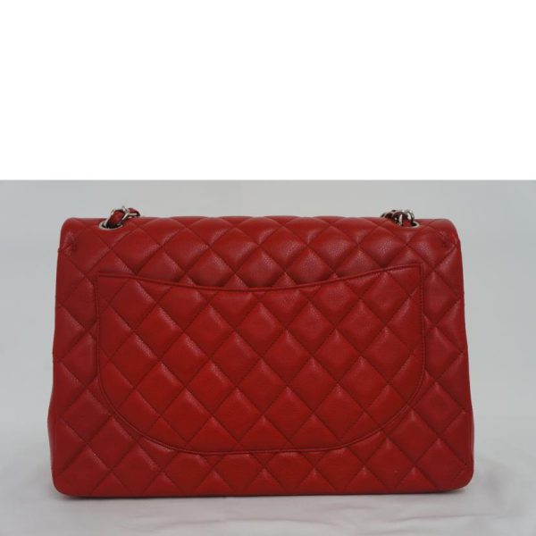 37002 2 CHANEL Big Matelasse Caviar Skin W Flap Chain Shoulder Bag Red