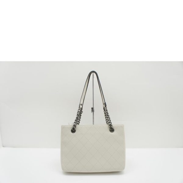 37019 2 CHANEL Matelasse Soft Caviar Chain Tote White