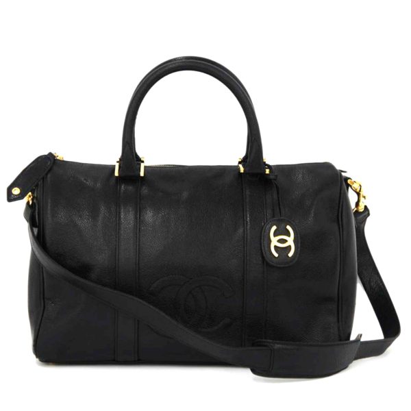 37031 1 Chanel Cocomark Caviar Boston Bag Black