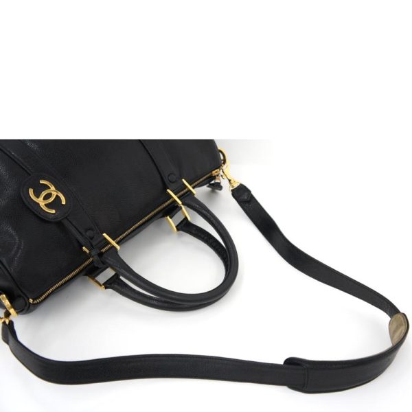 37031 4 Chanel Cocomark Caviar Boston Bag Black