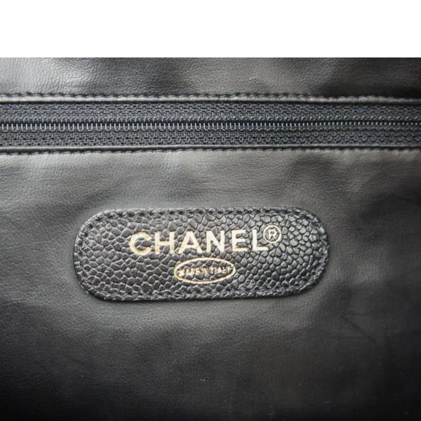 37031 6 Chanel Cocomark Caviar Skin 2WAY Boston Bag Black