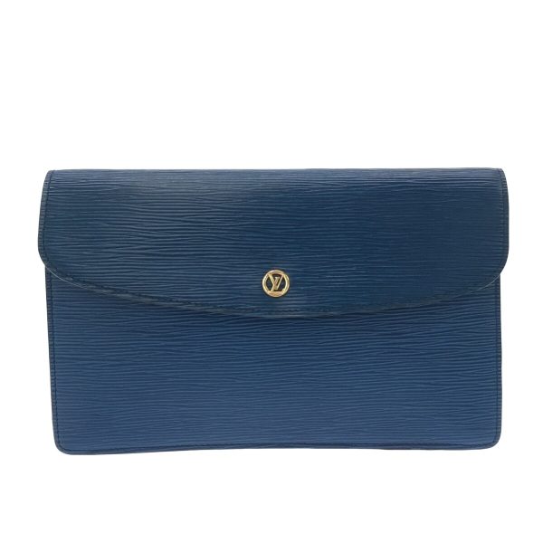 37047935 1 Louis Vuitton Montaigne Leather Clutch Bag Blue