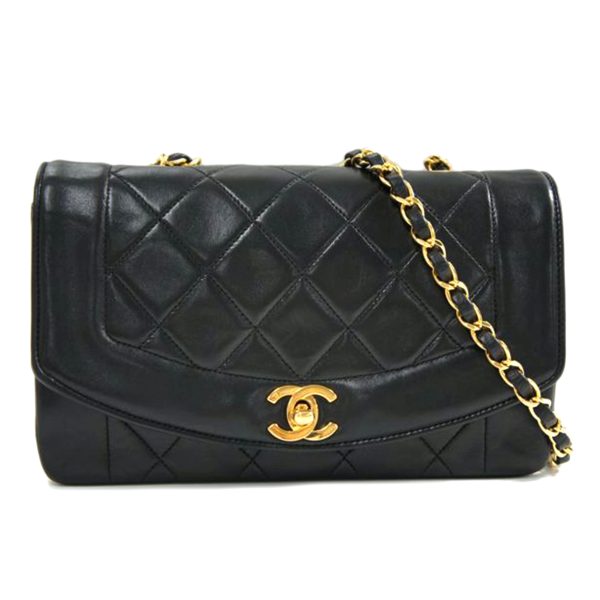 37057 1 CHANEL Vintage Matelasse Diana Flap Bag 22 Black