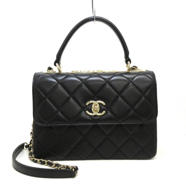 37059151 1 Chanel Trendy Cc Top Handle Flap Bag Handbag Coco Mark Chain Shoulder Lambskin Black