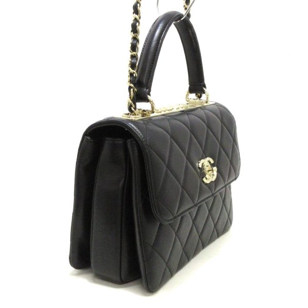 37059151 2 Chanel Trendy Cc Top Handle Flap Bag Handbag Coco Mark Chain Shoulder Lambskin Black