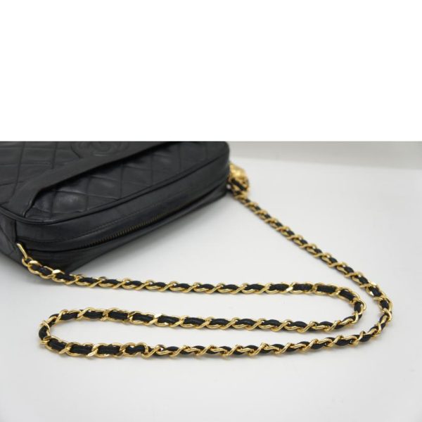 37071 4 Chanel Matelasse Fringe Chain Shoulder Bag Black