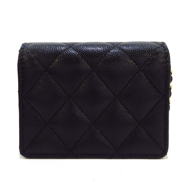 37084074 2 Chanel Matelasse Chain Wallet Card Case Grained Calfskin Black