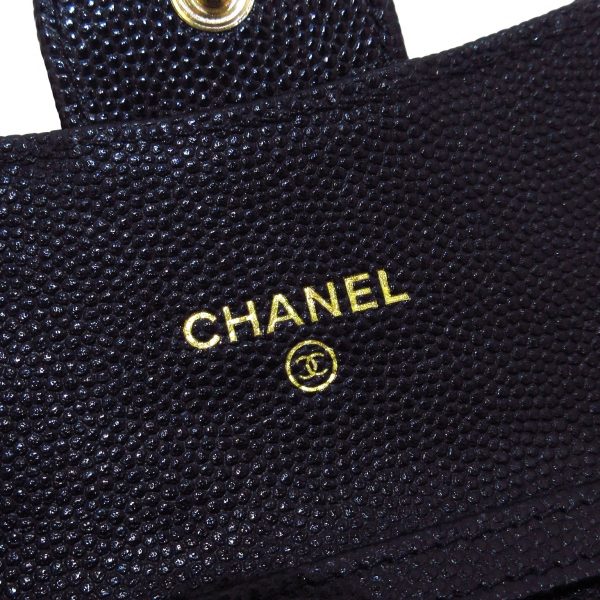 37084074 4 Chanel Matelasse Chain Wallet Card Case Grained Calfskin Black