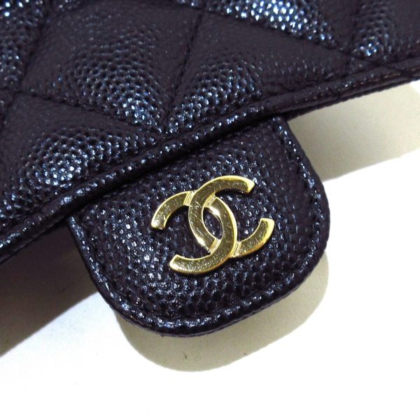 37084074 6 Chanel Matelasse Chain Wallet Card Case Grained Calfskin Black