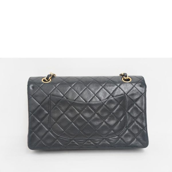 37095 2 CHANEL Vintage Matelasse W Flap Chain Shoulder Bag Black