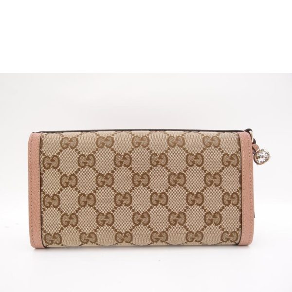 37124 2 GUCCI Womens Brie GG Canvas Bi Fold Long Wallet Pink