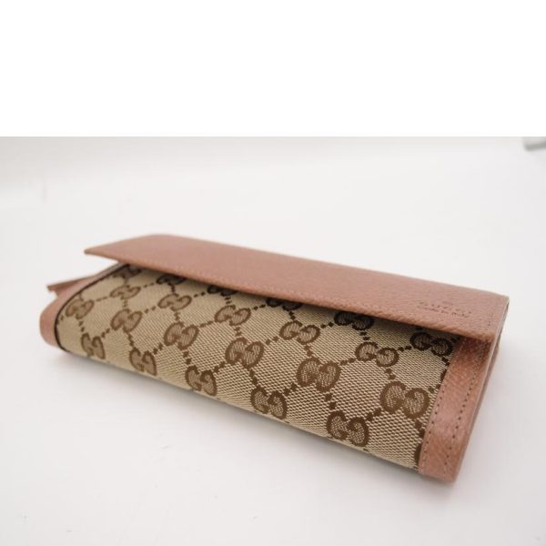 37124 3 GUCCI Womens Brie GG Canvas Bi Fold Long Wallet Pink