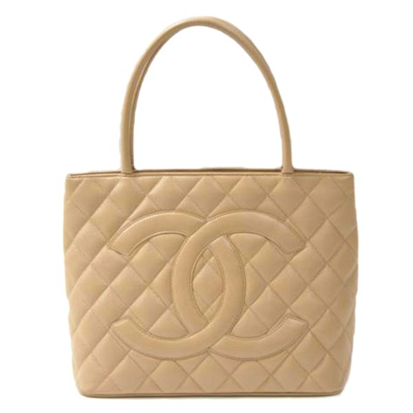 37156 1 CHANEL Reprint Tote Caviar Skin Beige