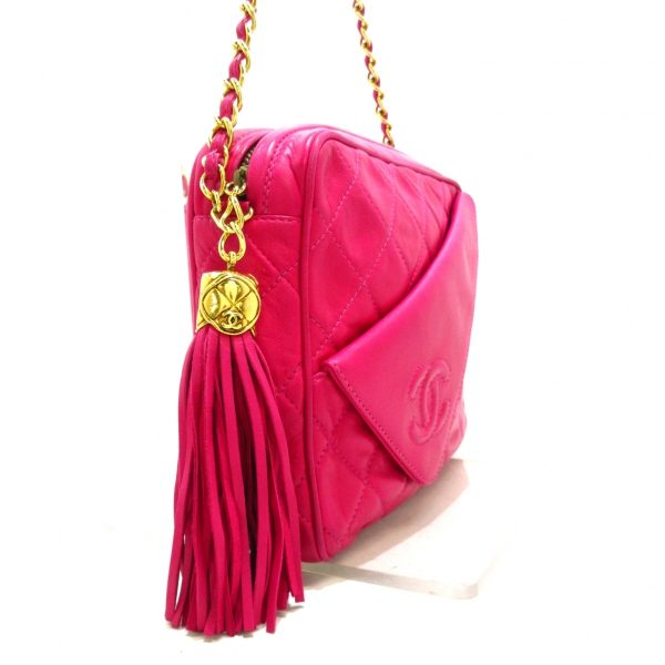 37197120 2 Chanel Matelasse Chain Shoulder Shoulder Bag Fringe Lambskin Pink