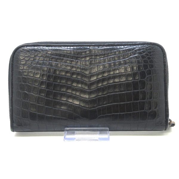 37214140 2 Bottega Veneta Round Zipper Wallet Black Crocodile