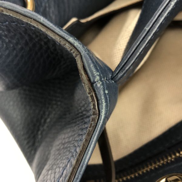 37215448 12 Gucci Old Gucci Bamboo Handbag Navy Leather