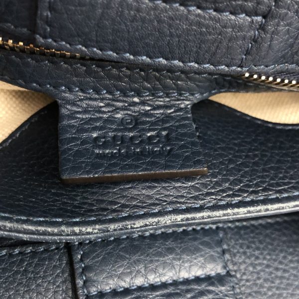 37215448 7 Gucci Old Gucci Bamboo Handbag Navy Leather