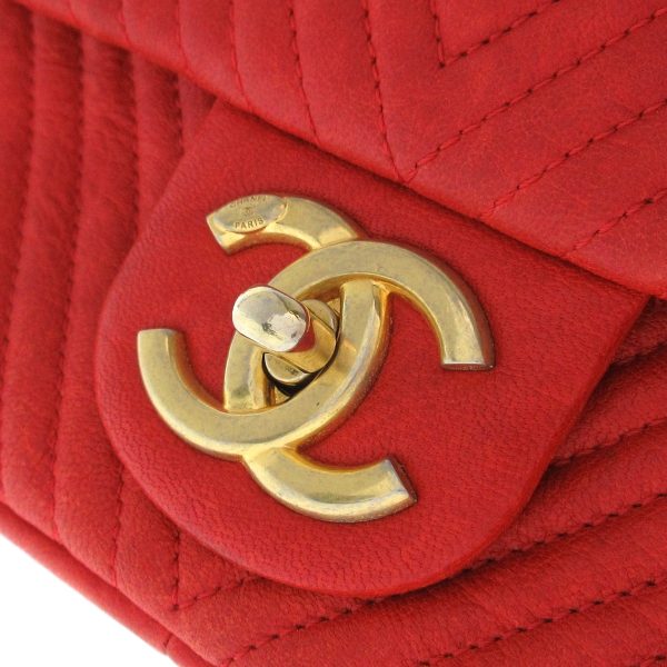 37215756 10 Chanel Chevron Shoulder Bag Leather Red