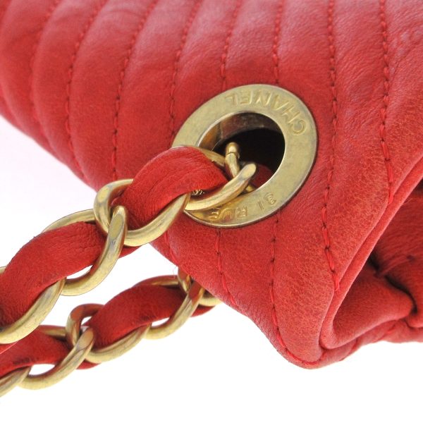 37215756 9 Chanel Chevron Shoulder Bag Leather Red