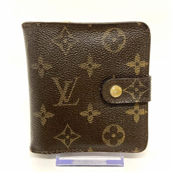 37217964 1 Louis Vuitton Compact Zip Monogram Canvas Bifold Wallet Brown