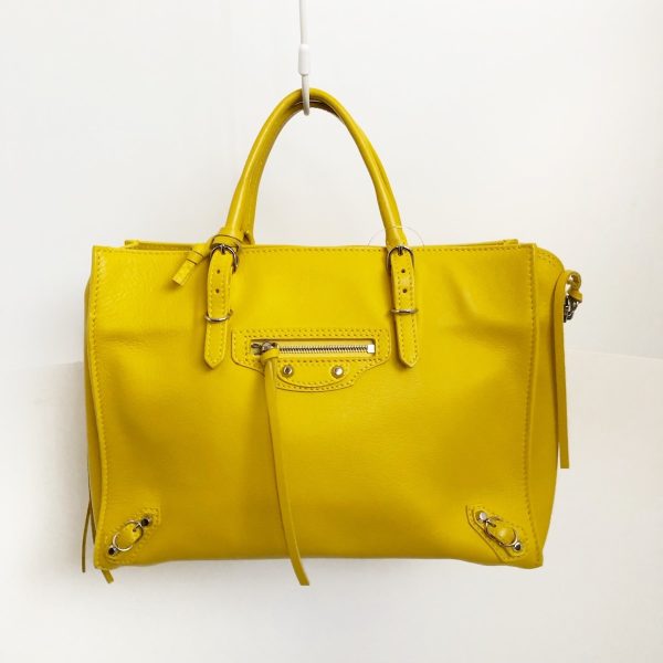 37218413 1 Balenciaga Paper A6 Leather Handbag Yellow