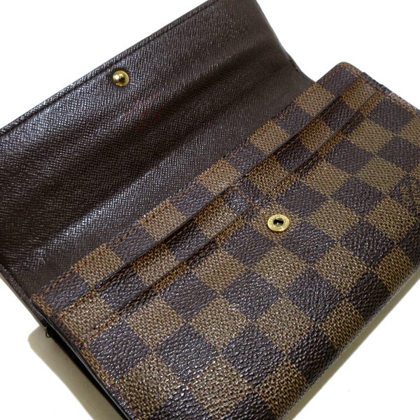 37218702 3 Louis Vuitton Portefeuille Sarah Damier Canvas Long Wallet Ebene