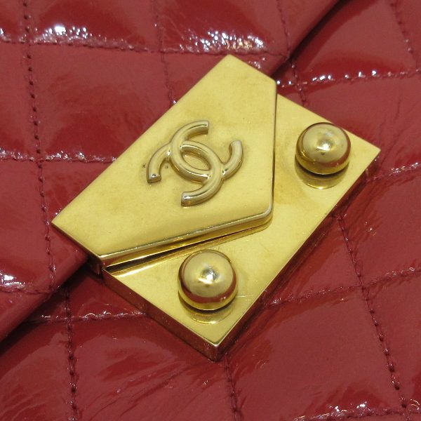 37221523 10 Chanel Single Flap Matelasse Shoulder Bag Enamel Leather Red