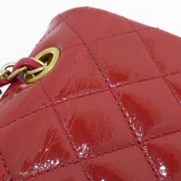 37221523 12 Chanel Single Flap Matelasse Shoulder Bag Enamel Leather Red