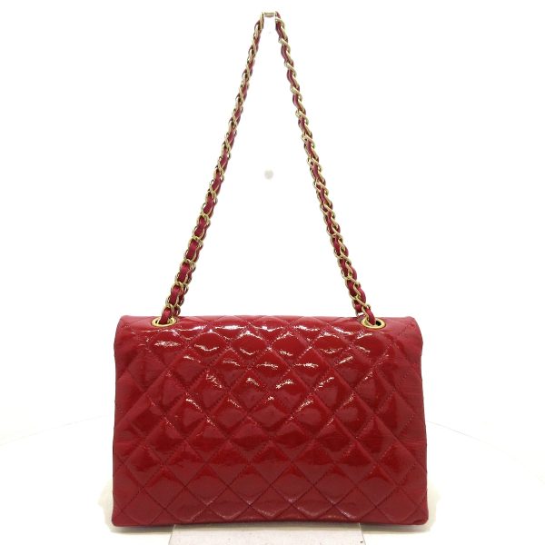 37221523 3 Chanel Single Flap Matelasse Shoulder Bag Enamel Leather Red