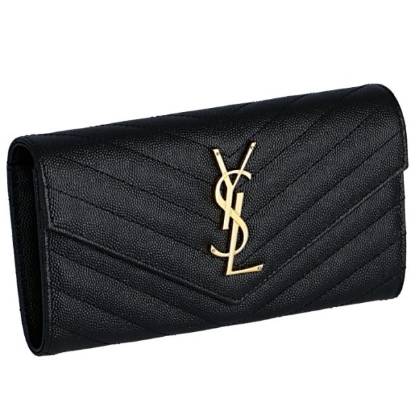 372264bow011000 Saint Laurent Paris Wallet Bifold Long Quilted Leather Monogram