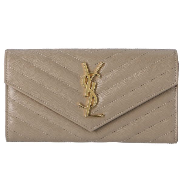 372264bow011722 1 Saint Laurent Paris Wallet Bifold Long Quilted Beige