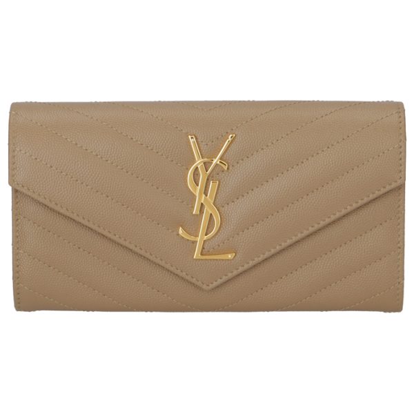 372264bow012643 1 Saint Laurent Paris Wallet Bifold Long Quilted Leather Monogram Beige