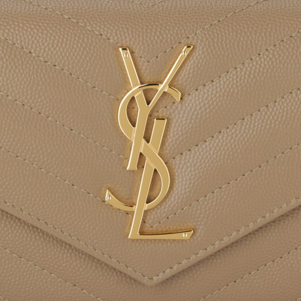 372264bow012643 3 Saint Laurent Paris Wallet Bifold Long Quilted Leather Monogram Beige