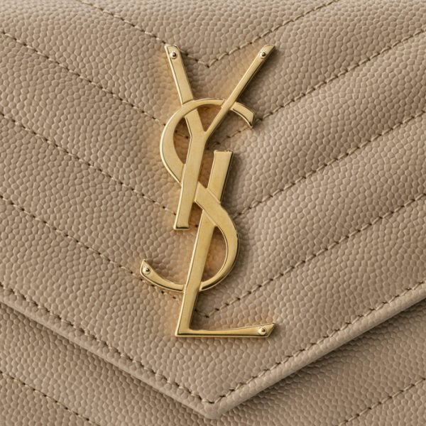 372264bow012721 3 Saint Laurent Paris Wallet Bifold Long Quilted Monogram Beige