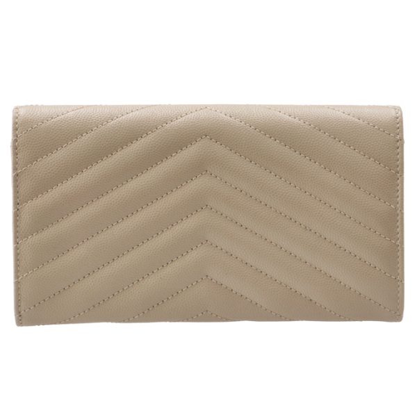 372264bow019607 2 Saint Laurent Paris Wallet Bifold Long Quilted Gray Beige