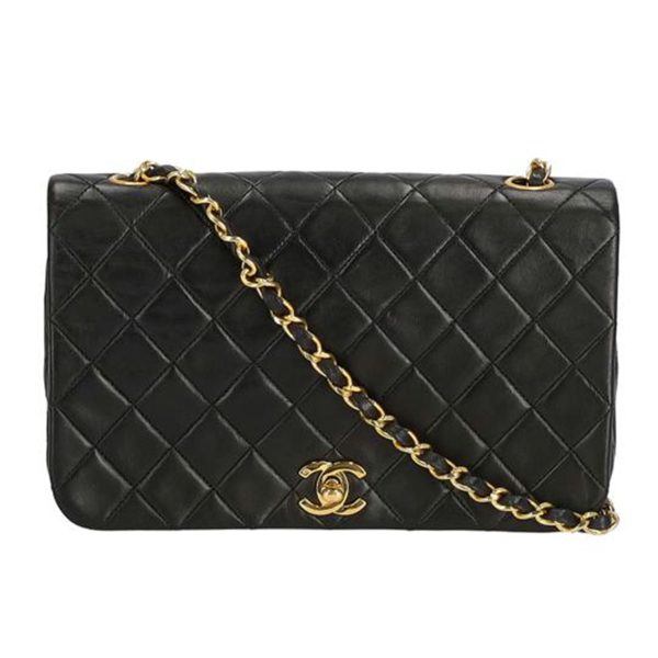 37253 1 Chanel Matelasse Single Flap Chain Shoulder Bag Black