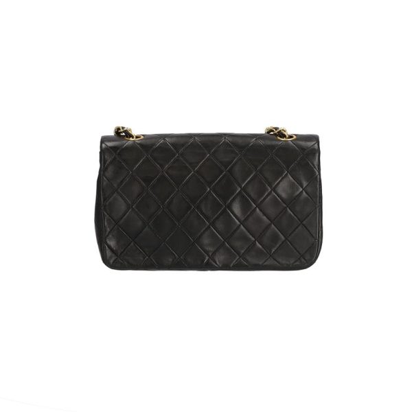 37253 2 Chanel Matelasse Single Flap Chain Shoulder Bag Black