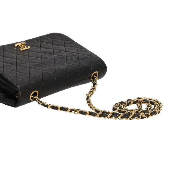 37253 4 Chanel Matelasse Single Flap Chain Shoulder Bag Black