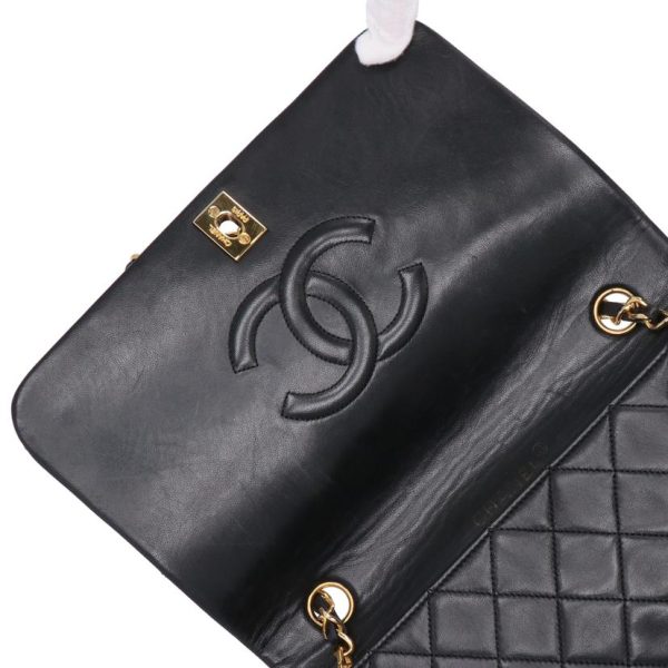 37253 6 Chanel Matelasse Single Flap Chain Shoulder Bag Black